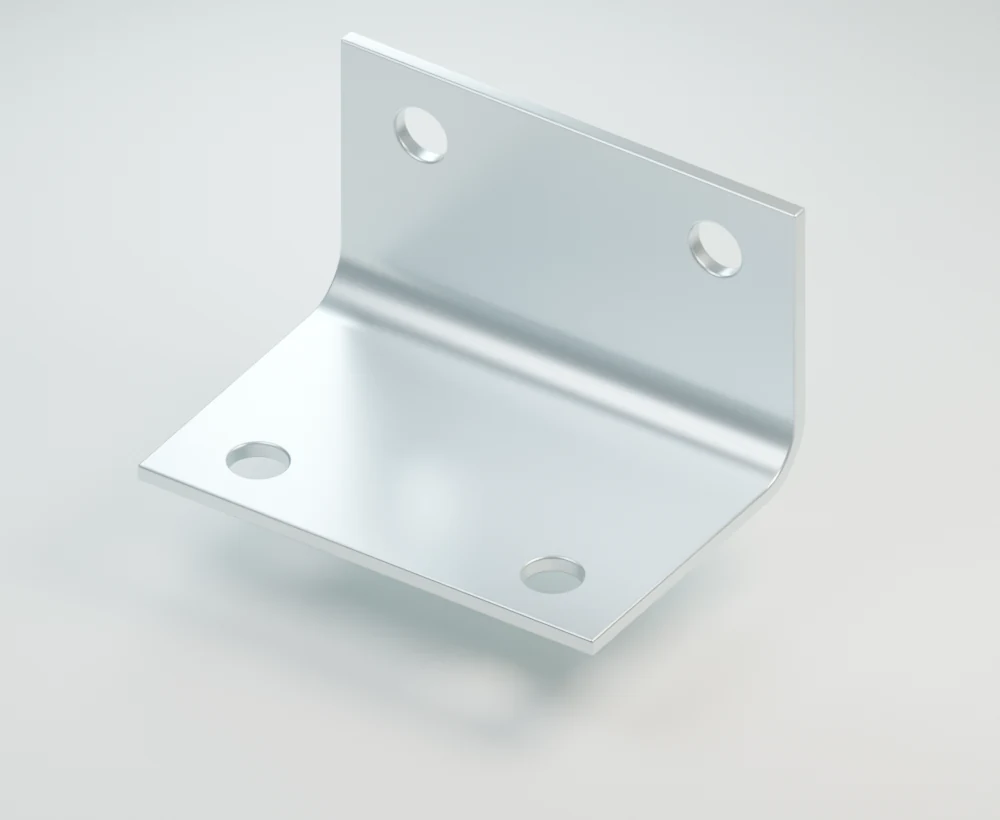 Illustrative bent metal bracket with two holes in each face