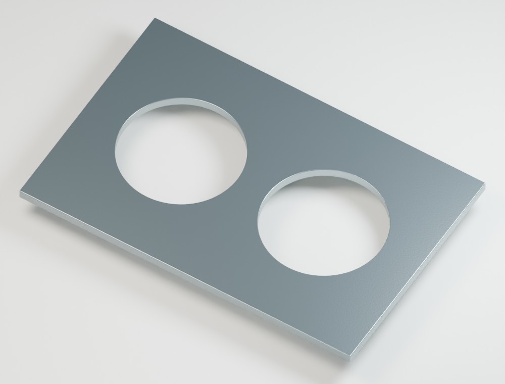 The holes are spaced apart and moved in from the edge, leaving wider connections around them