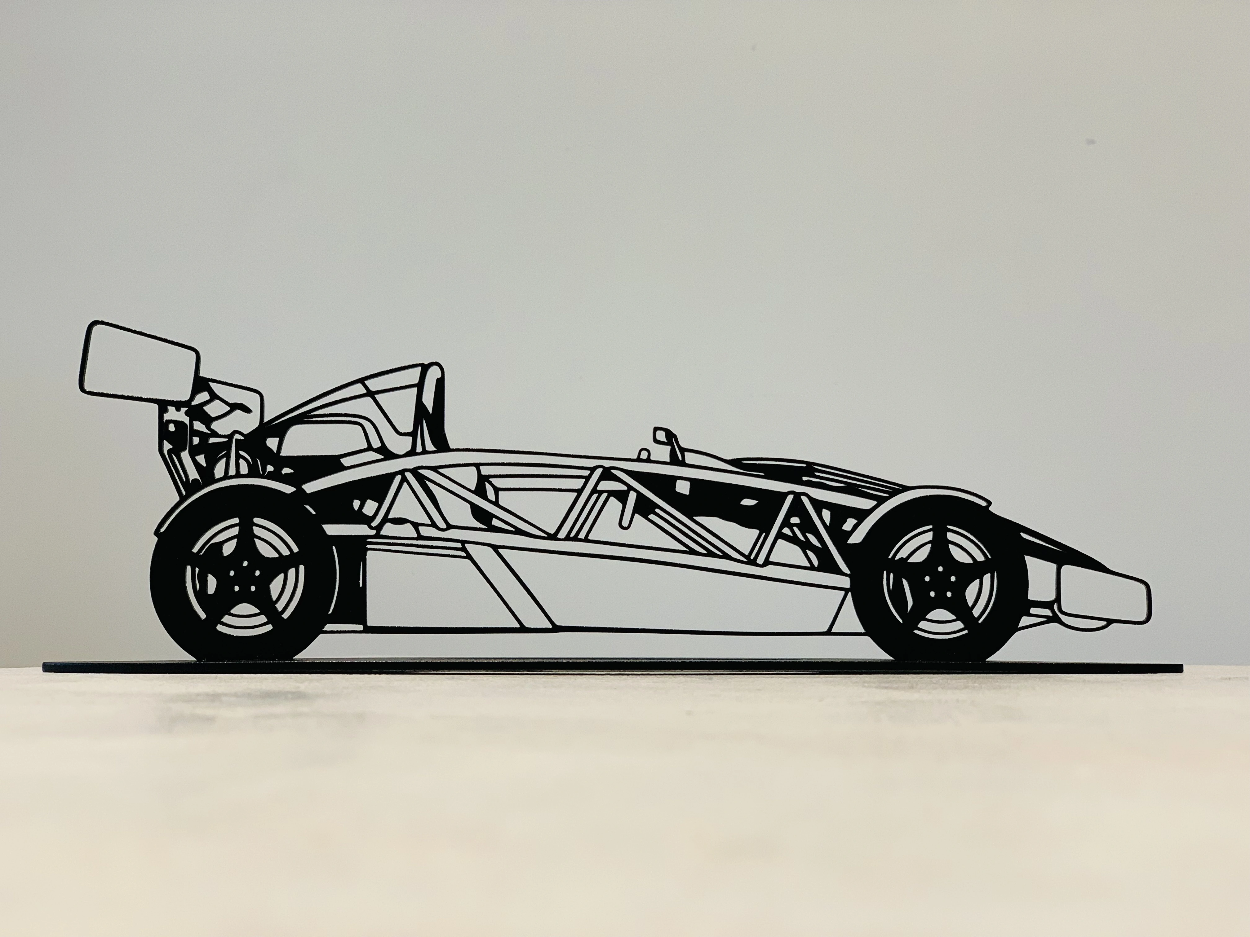 Laser cut car model powder coated black