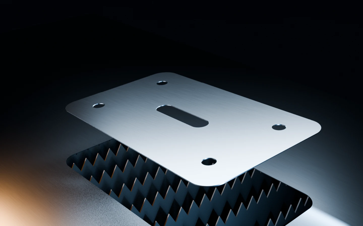 The finished part lifting smoothly out of the laser cutting bed