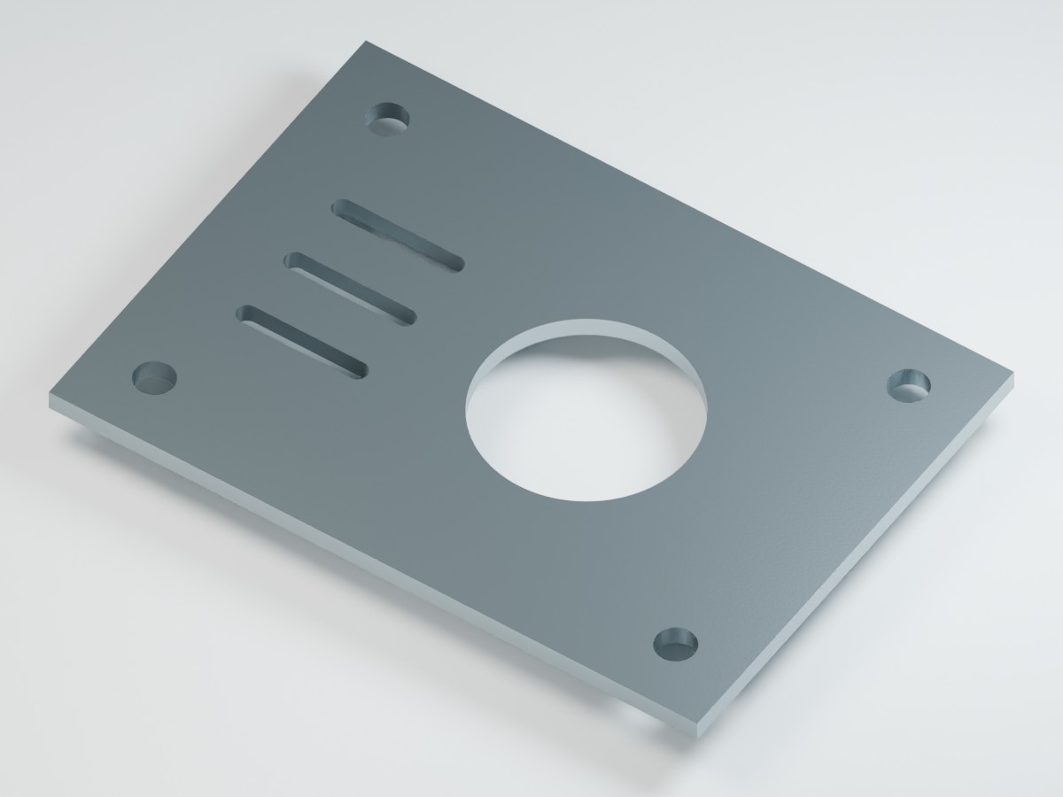 The example plate in uncoated metal, with a visible metallic surface